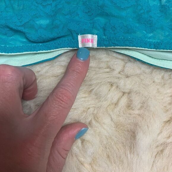 PINK Victoria’s Secret Blue & Green Lace Bandeau Bralette size M - Picture 4 of 5